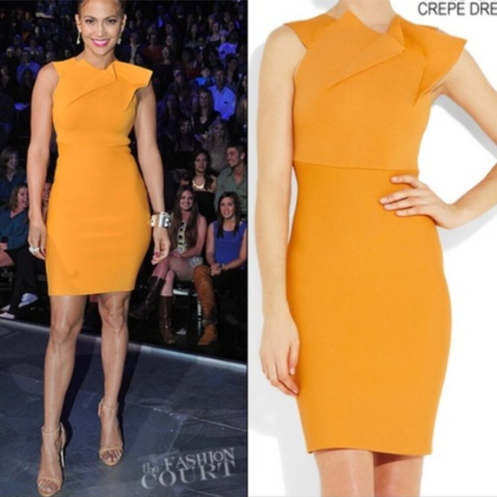 Straight off the runway-- Amazing Roland Mouret tangerine dress!  4